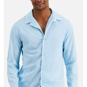 Club Room CLUBROOM Intimates Light Blue Notched Collar Sleep Shirt LARGE